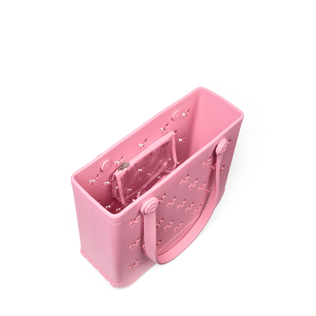 Medium Washable Tote Bag Bubblegum Bows for Travel and Errands