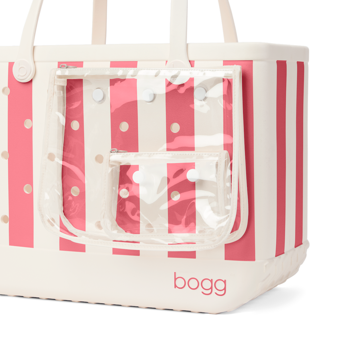 Large Washable Tote Bag Capri Coral Stripe for Travel and Errands