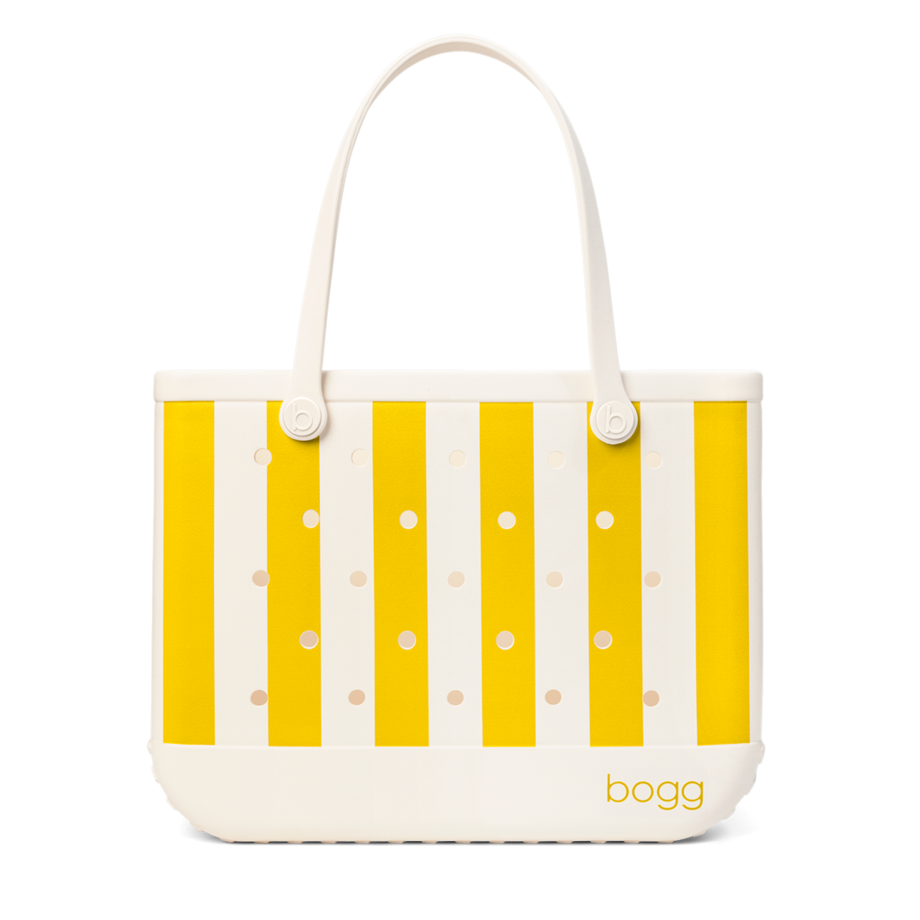 Large Washable Tote Bag Limoncello Yellow Stripe for Travel and Errands