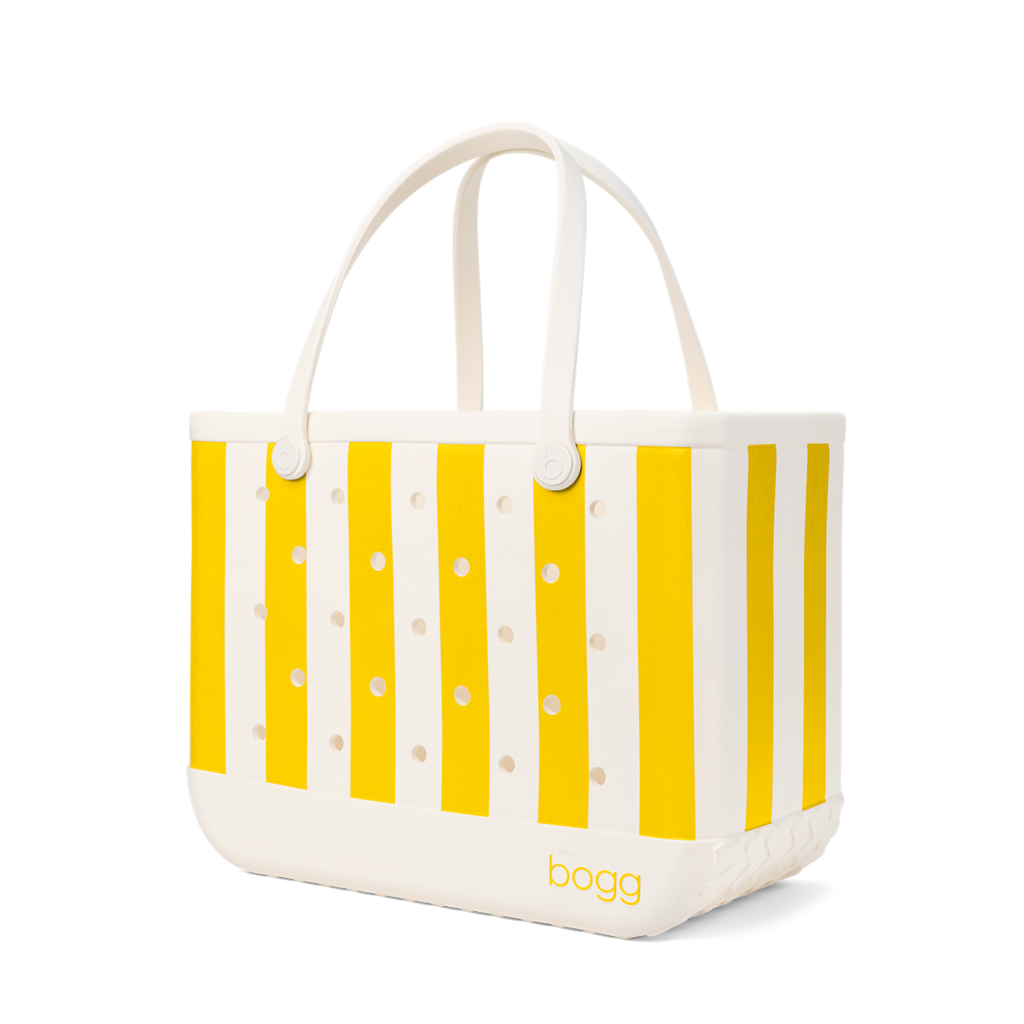 Large Washable Tote Bag Limoncello Yellow Stripe for Travel and Errands