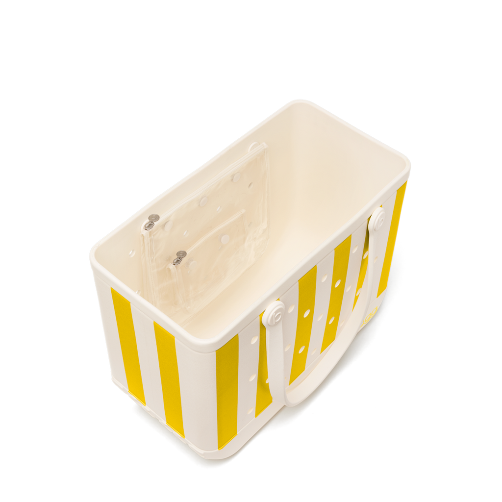 Large Washable Tote Bag Limoncello Yellow Stripe for Travel and Errands