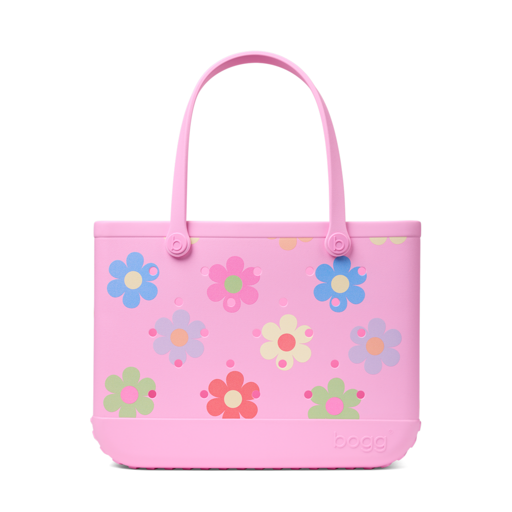 Large Washable Tote Bag Happy Flowers for Travel and Errands