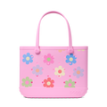 Large Washable Tote Bag Happy Flowers for Travel and Errands