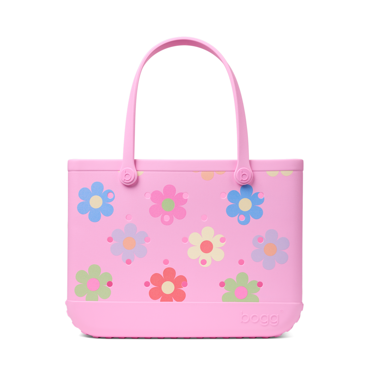 Large Washable Tote Bag Happy Flowers for Travel and Errands