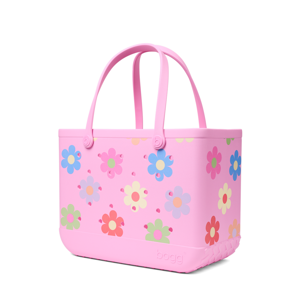 Large Washable Tote Bag Happy Flowers for Travel and Errands