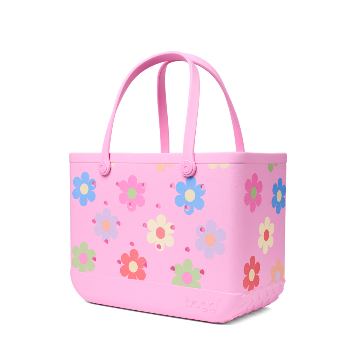 Large Washable Tote Bag Happy Flowers for Travel and Errands