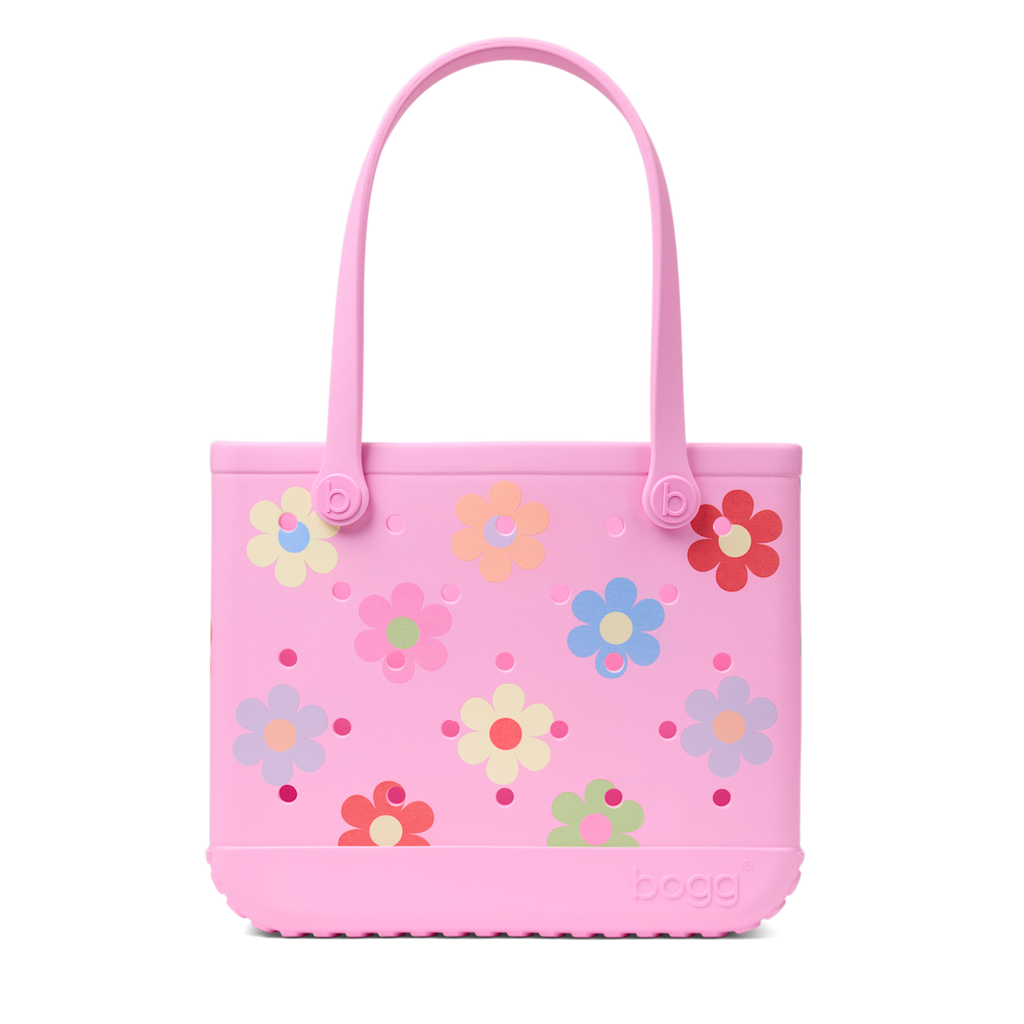 Medium Washable Tote Bag Happy Flowers for Travel and Errands