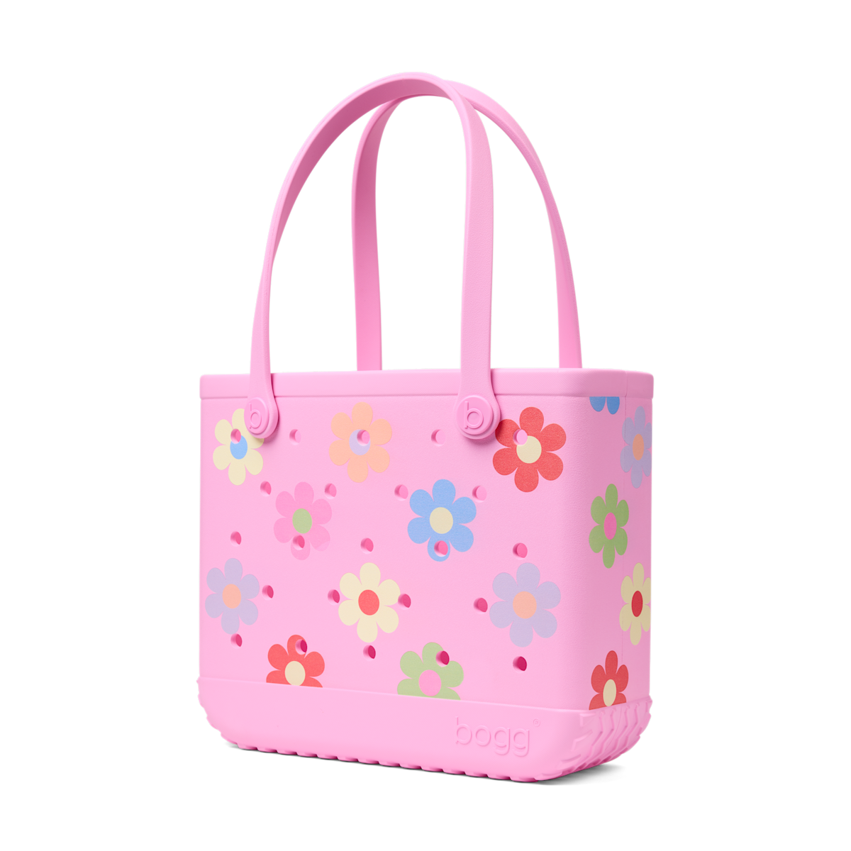 Medium Washable Tote Bag Happy Flowers for Travel and Errands