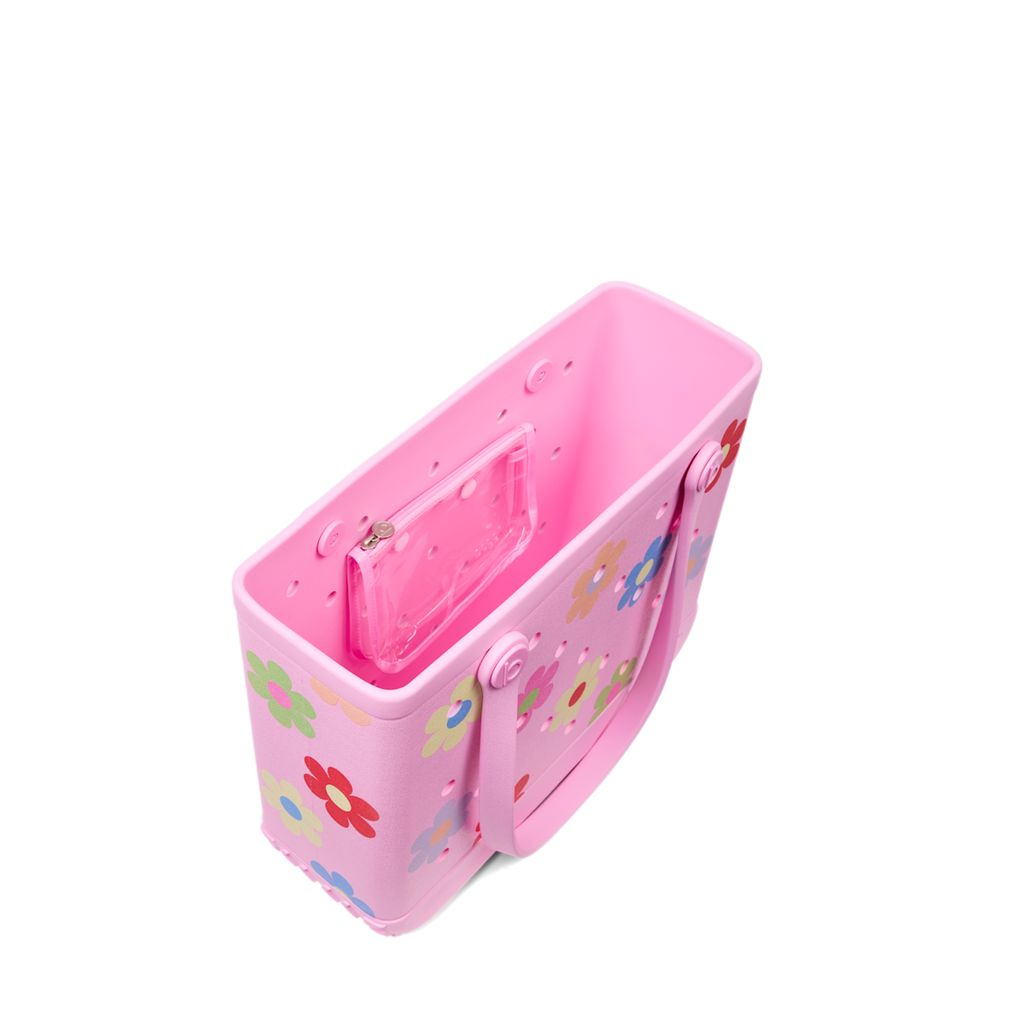 Medium Washable Tote Bag Happy Flowers for Travel and Errands