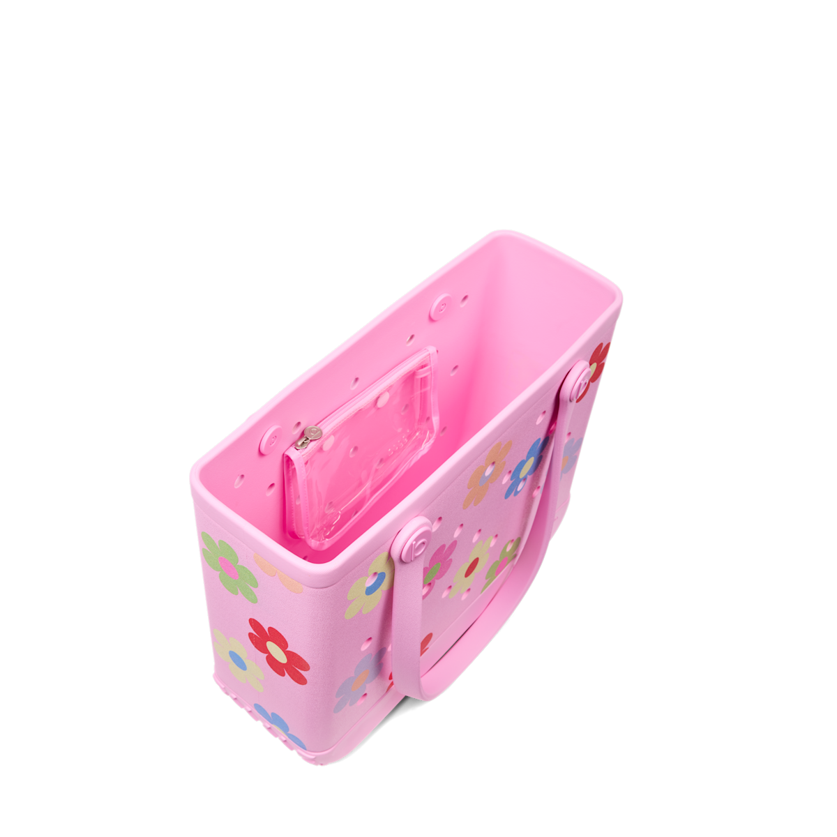 Medium Washable Tote Bag Happy Flowers for Travel and Errands