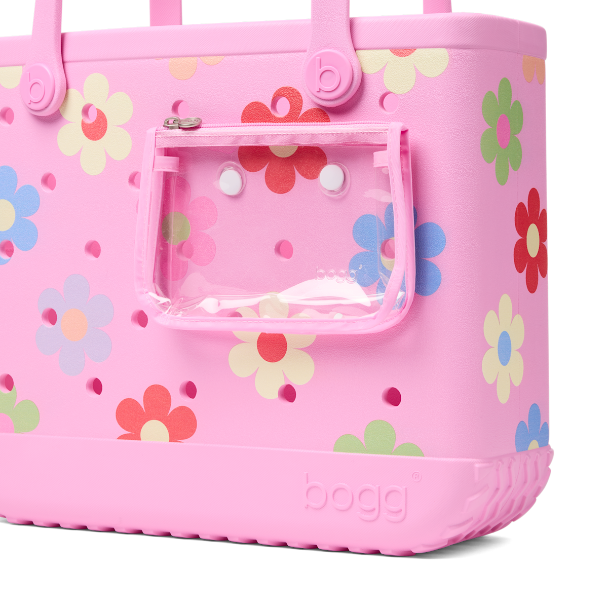 Medium Washable Tote Bag Happy Flowers for Travel and Errands