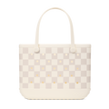 Large Washable Tote Bag Checkered Coconut/Mushroom for Travel and Errands