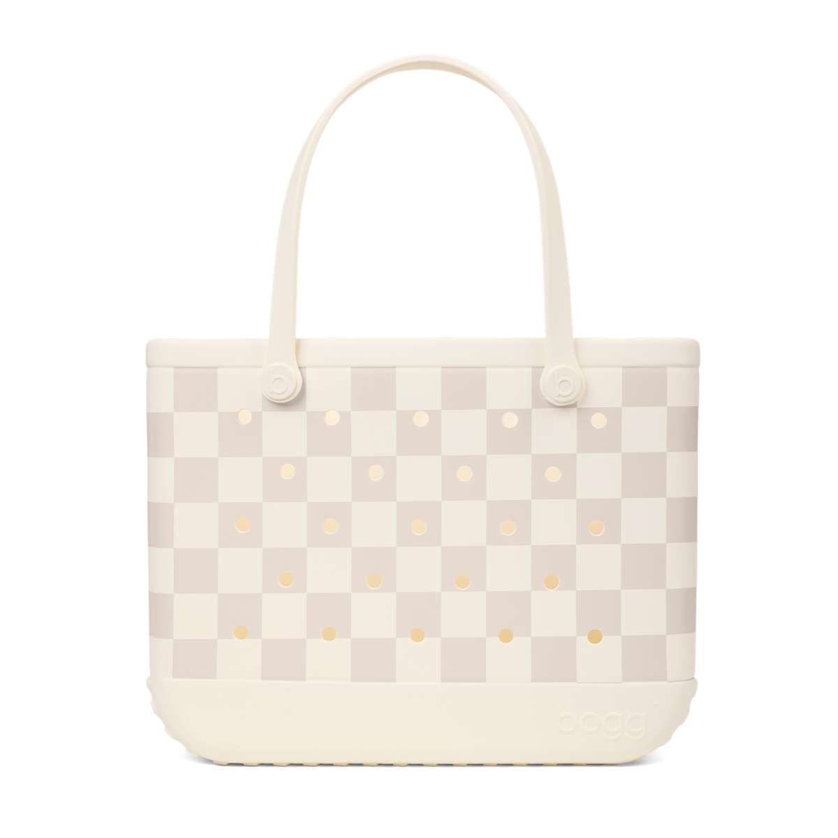 Large Washable Tote Bag Checkered Coconut/Mushroom for Travel and Errands