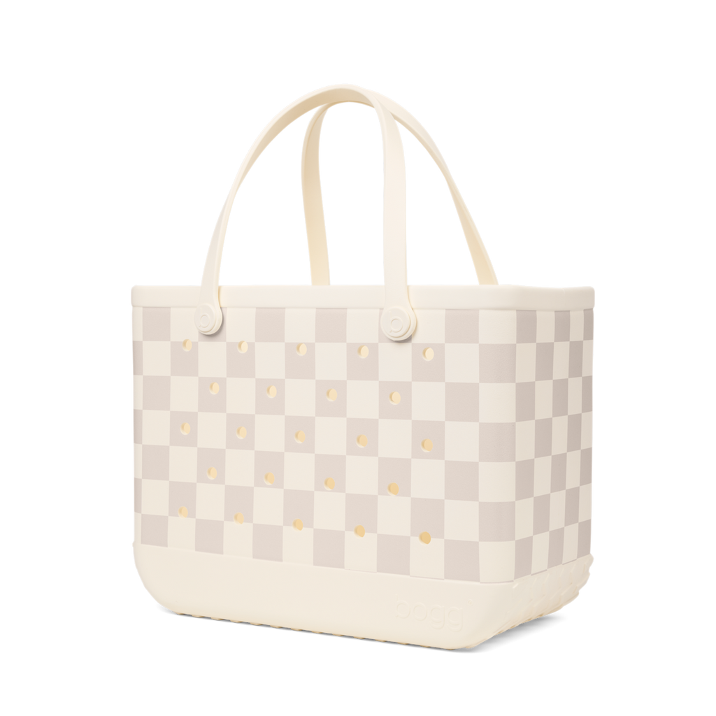 Large Washable Tote Bag Checkered Coconut/Mushroom for Travel and Errands