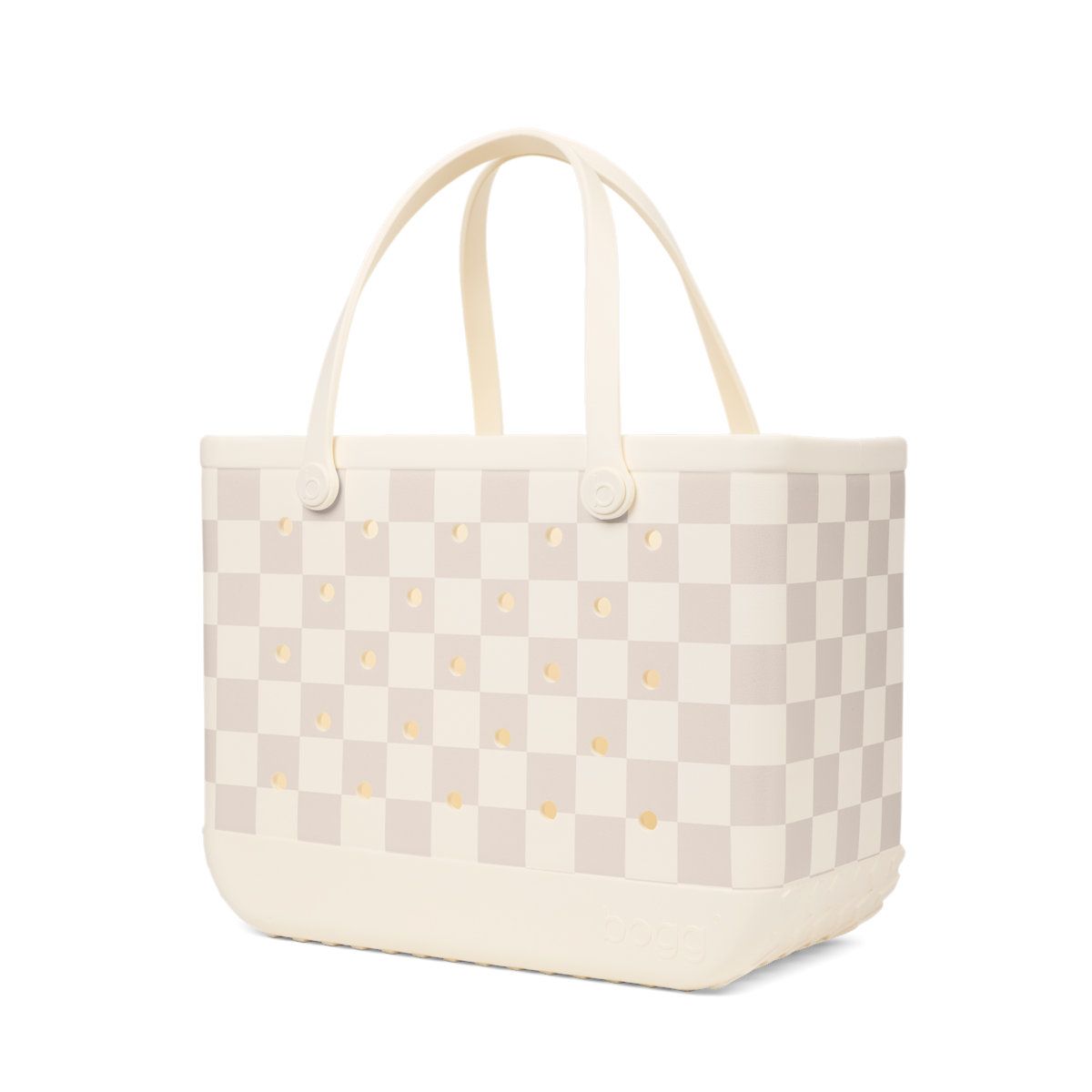 Large Washable Tote Bag Checkered Coconut/Mushroom for Travel and Errands