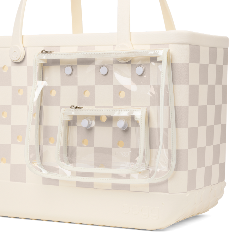 Large Washable Tote Bag Checkered Coconut/Mushroom for Travel and Errands