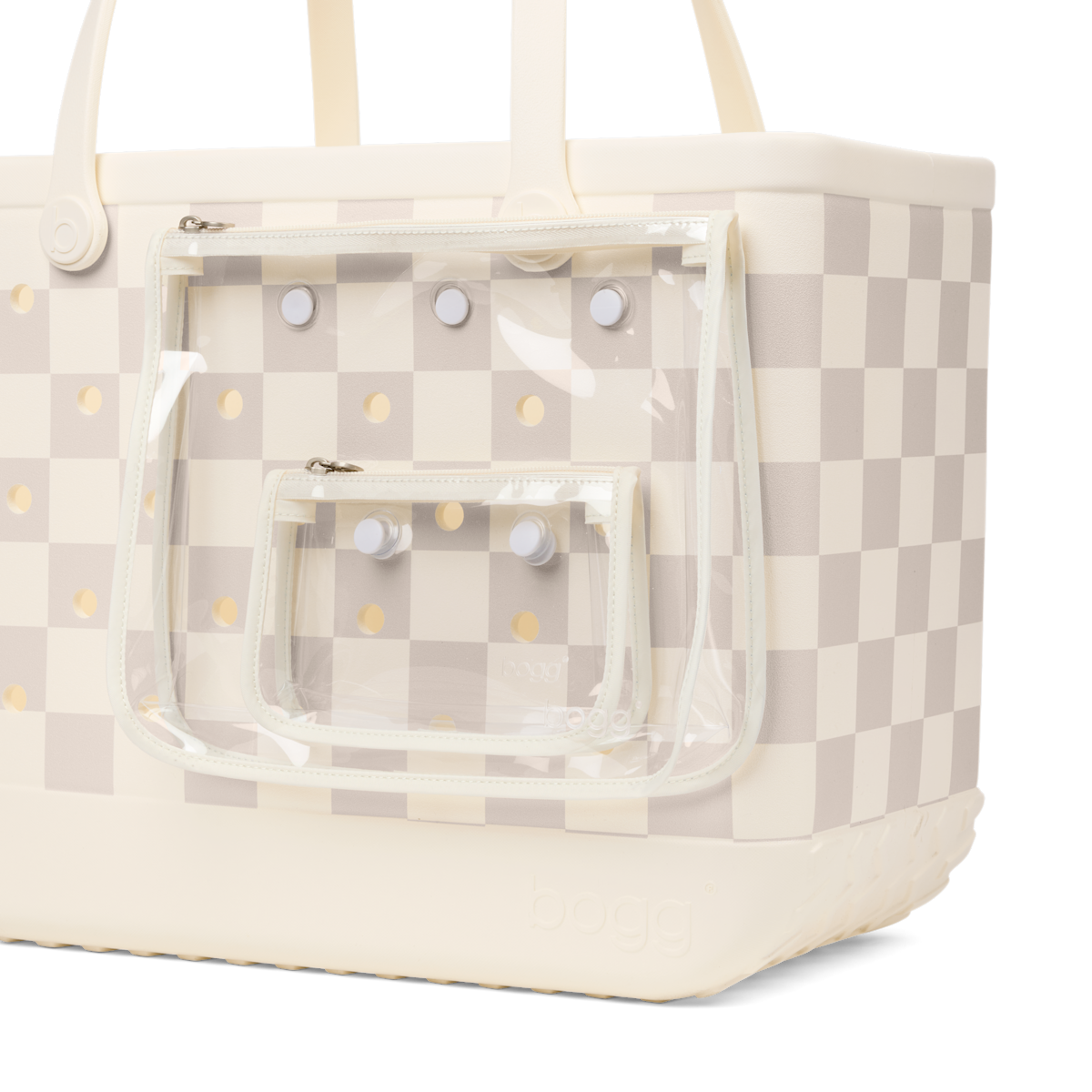 Large Washable Tote Bag Checkered Coconut/Mushroom for Travel and Errands