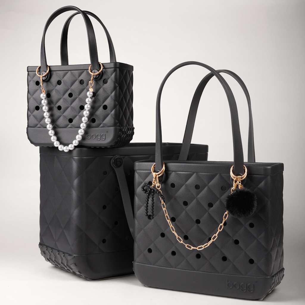 Large Washable Tote Bag Quilted LBD Black for Travel and Errands