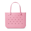 Large Washable Tote Bag Blowing Pink Bubbles for Travel and Errands